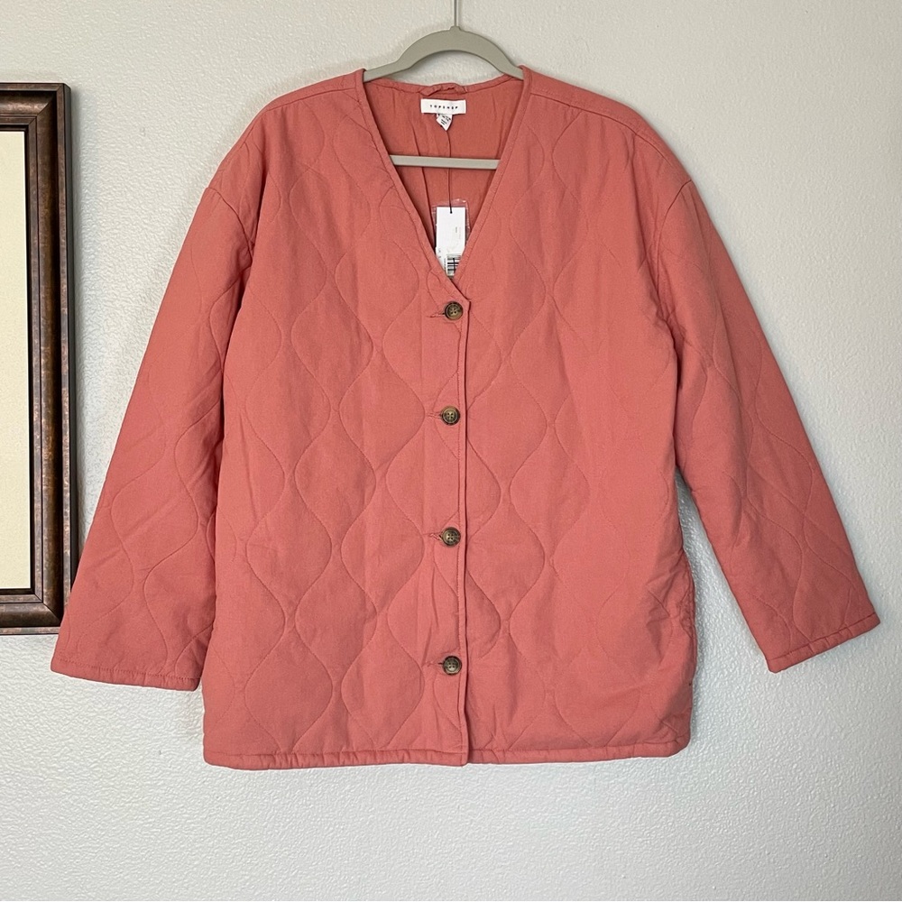 NWT Topshop Ovoid Pink Quilted Oversized Jacket Size 4-6